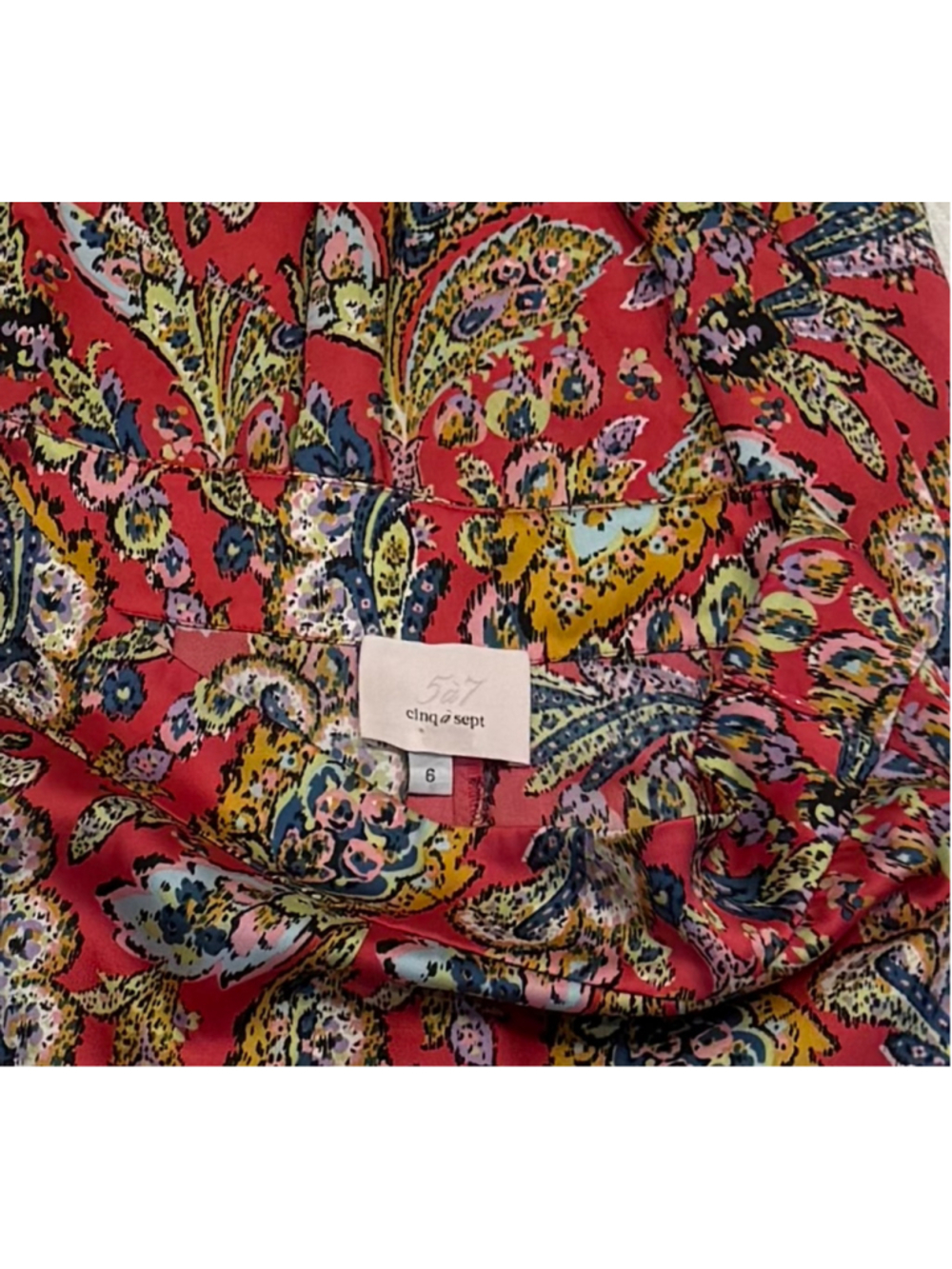 cinq a sept Red Paisley Wide-Leg Pants - Picture 6 of 6